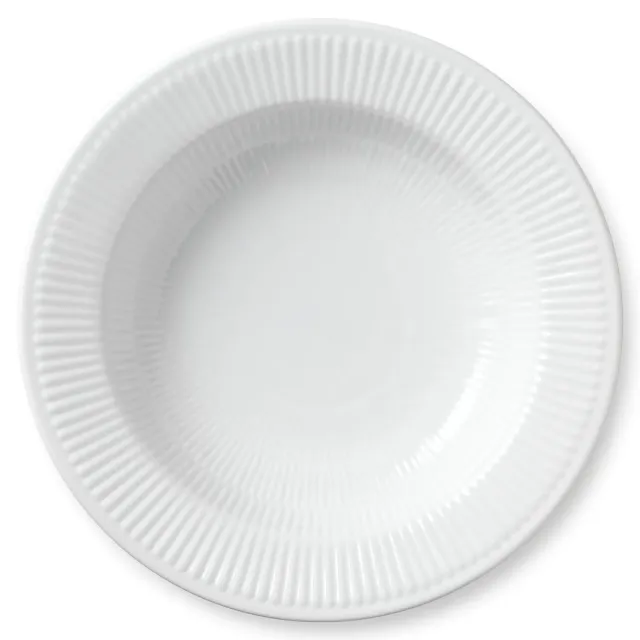 Kgl. Porcelæn Hvid Riflet tallerken dyb 30 cm hvid