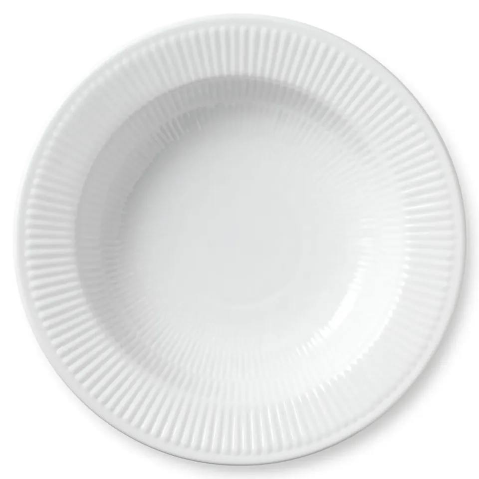 Kgl. Porcelæn Hvid Riflet tallerken dyb 30 cm hvid