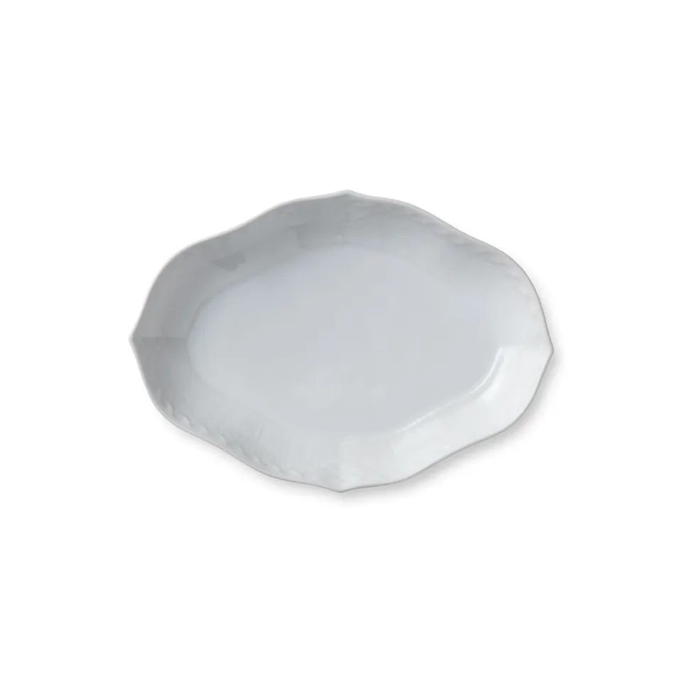 Kgl. Porcelæn Hvid Halvblonde fad 22 cm hvidt