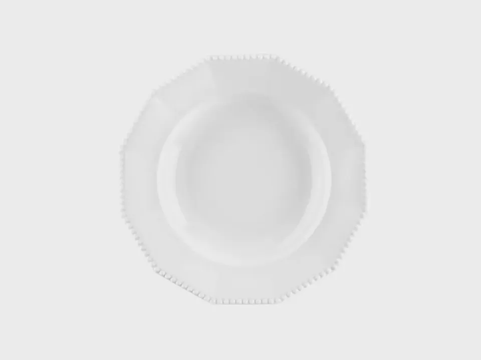 Nymphenburg Perl dyb tallerken 25 cm hvid porcelæn