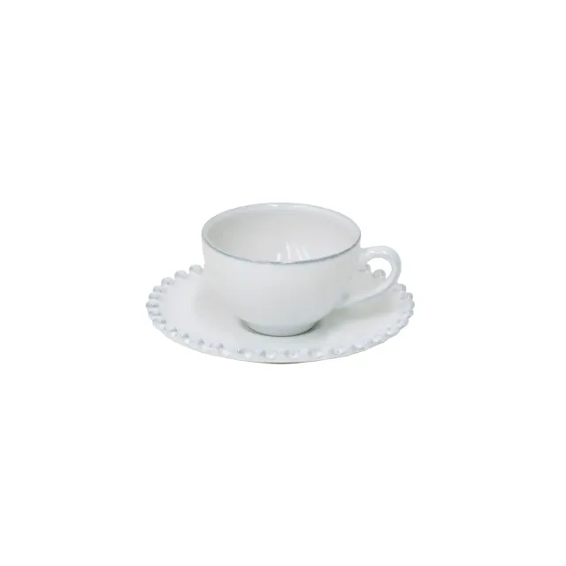 Costa Nova Pearl kaffekop med underkop hvid