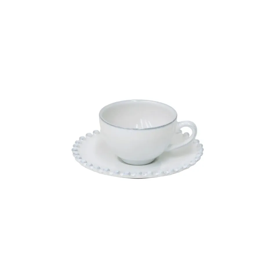 Costa Nova Pearl kaffekop med underkop hvid