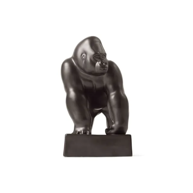 Kgl. Porcelæn Figurer stående gorilla 20 cm grafit