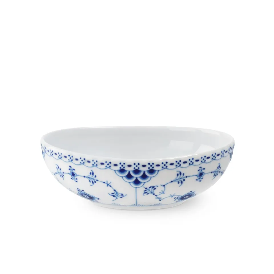 Kgl. Porcelæn Musselmalet Halvblonde oval skål 37 cl porcelæn