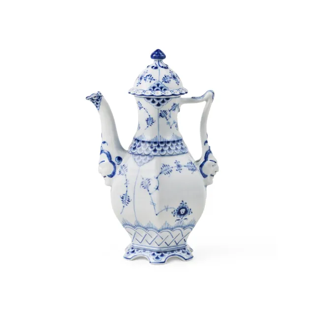 Kgl. Porcelæn Musselmalet Helblonde kaffekande 50 cl håndmalet