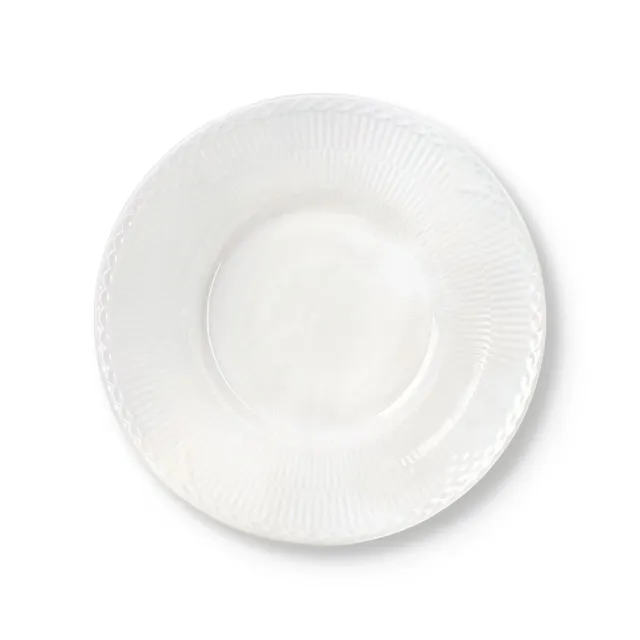 Kgl. Porcelæn Hvid Halvblonde dyb tallerken 24 cm hvid