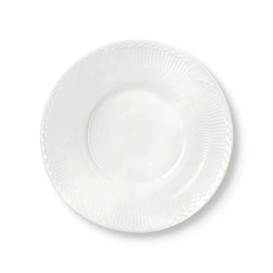 Kgl. Porcelæn Hvid Halvblonde dyb tallerken 24 cm hvid