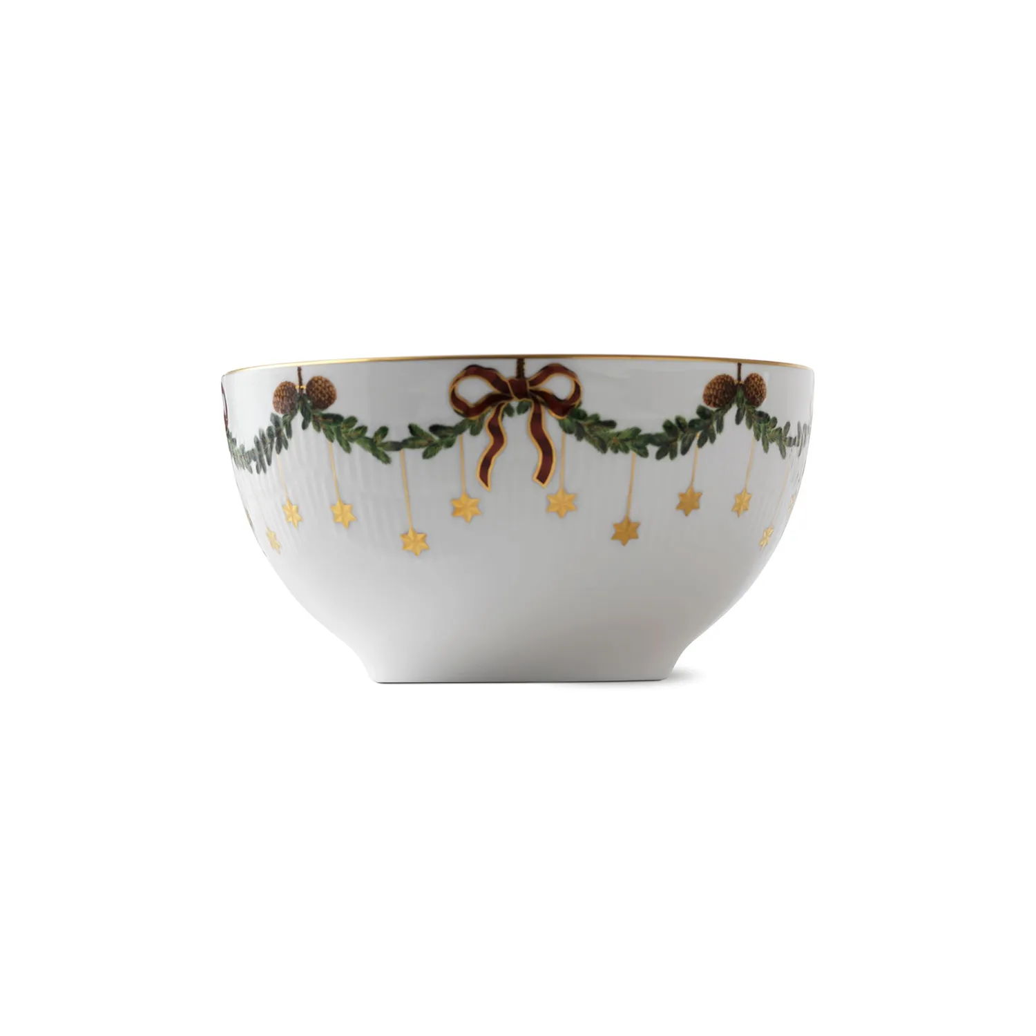 Kgl. Porcelæn Stjerne Riflet Jul skål 180 cl porcelæn