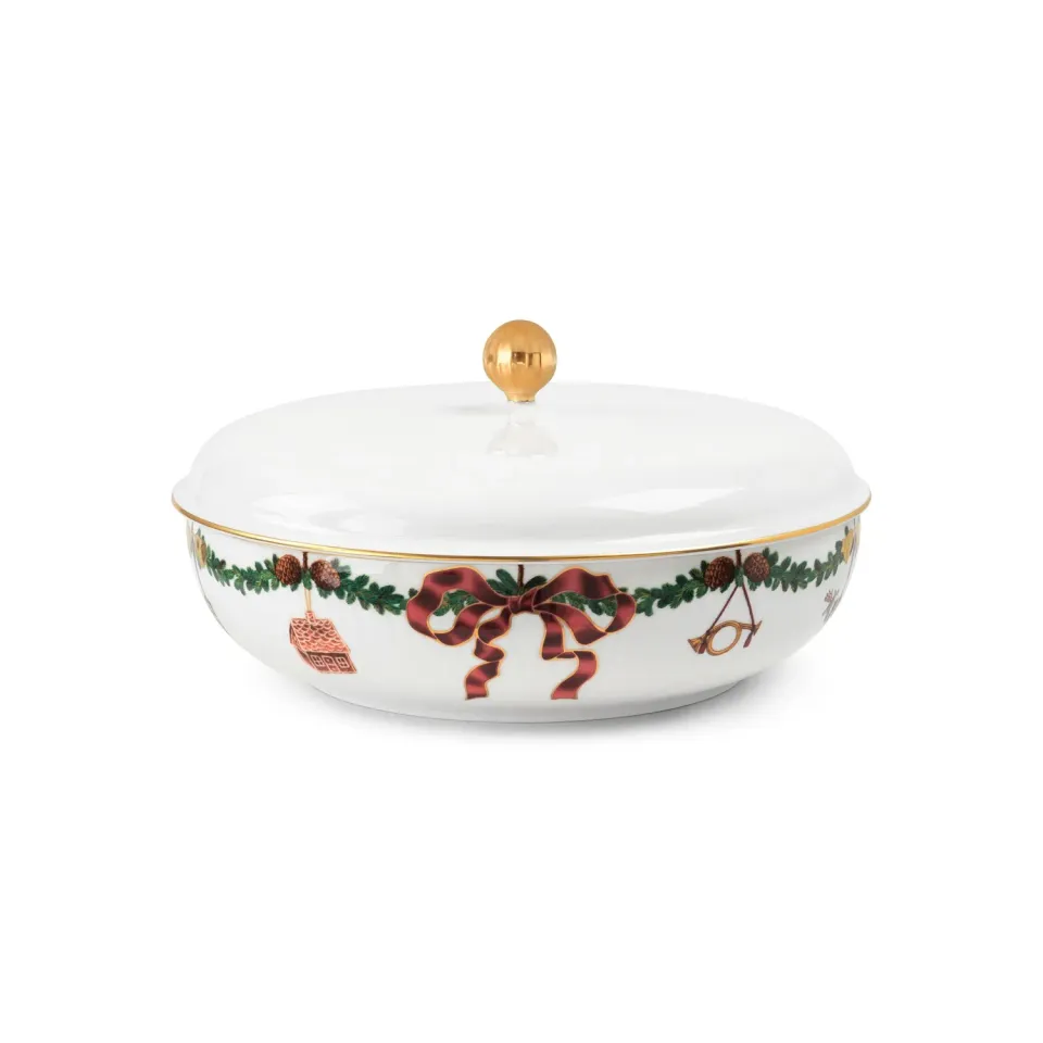 Royal Copenhagen Stjerne Riflet Jul skål med låg 21 cm