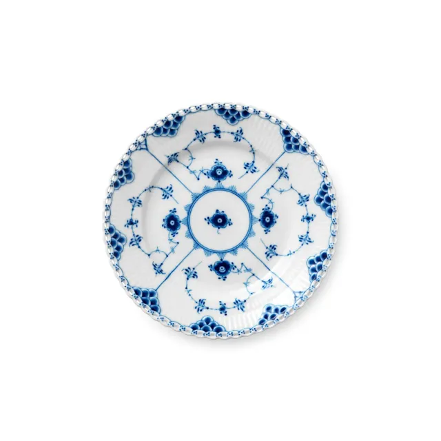 Kgl. Porcelæn Musselmalet Helblonde tallerken 17 cm blå