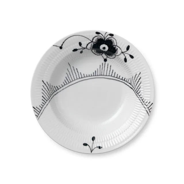 Kgl. Porcelæn Sort Mega Riflet dyb tallerken 21 cm