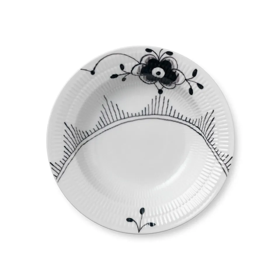 Kgl. Porcelæn Sort Mega Riflet dyb tallerken 21 cm