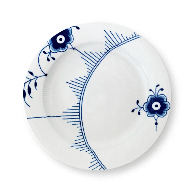 Kgl. Porcelæn Blå Mega Riflet fad 33 cm rundt blåt