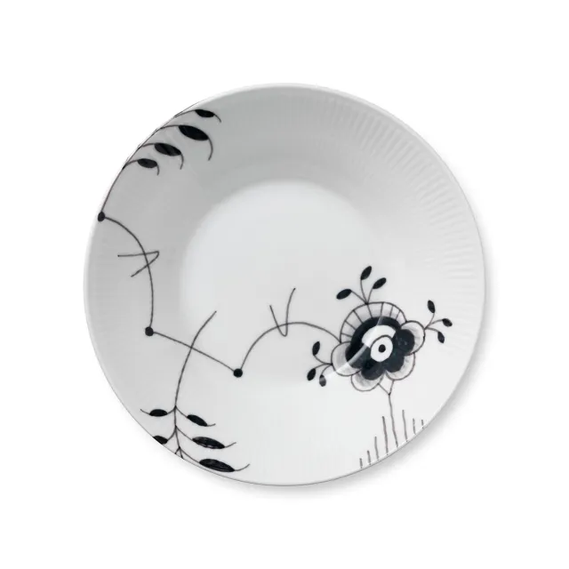 Kgl. Porcelæn Sort Mega Riflet dyb tallerken 24 cm