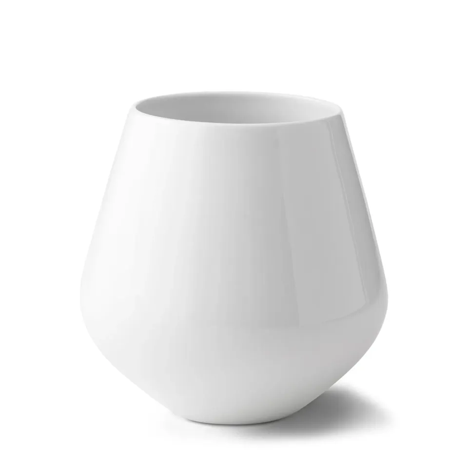 Kgl. Porcelæn Hvid Riflet vase 20,5 cm hvid