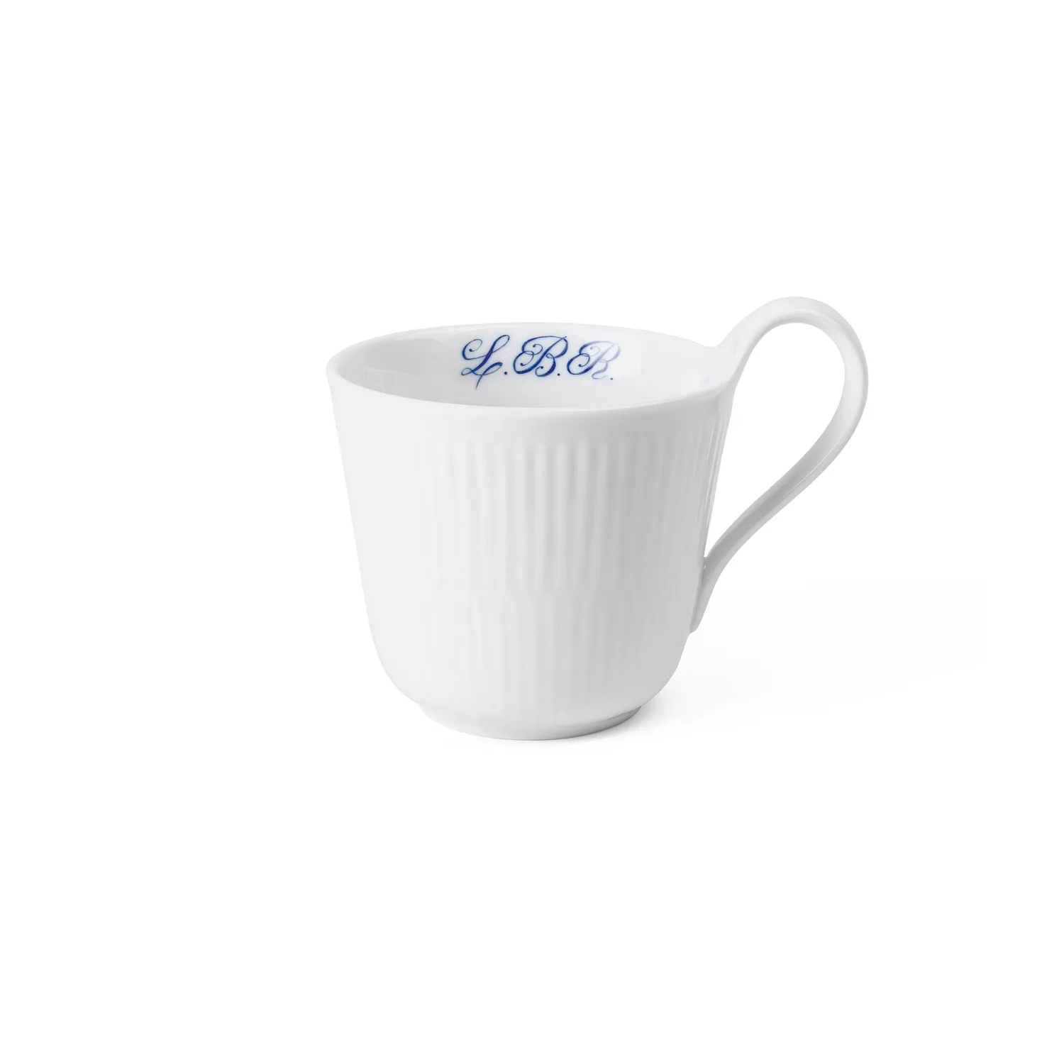 Kgl. Porcelæn Hvid Riflet højhankskop Bespoke 33 cl