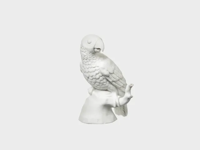 Nymphenburg Papagei porcelænsfigur biskuit hvid
