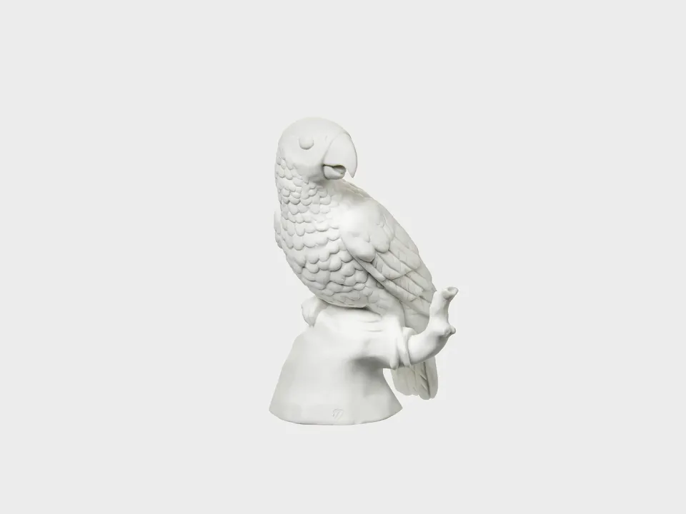 Nymphenburg Papagei porcelænsfigur biskuit hvid