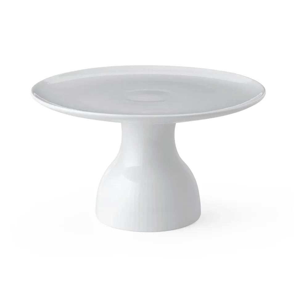 Royal Copenhagen Hvid Riflet fad på fod 20 cm porcelæn håndmalet