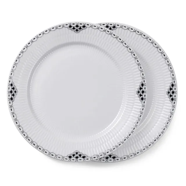 Royal Copenhagen Sort Blonde tallerken 27 cm 2 stk sort kant
