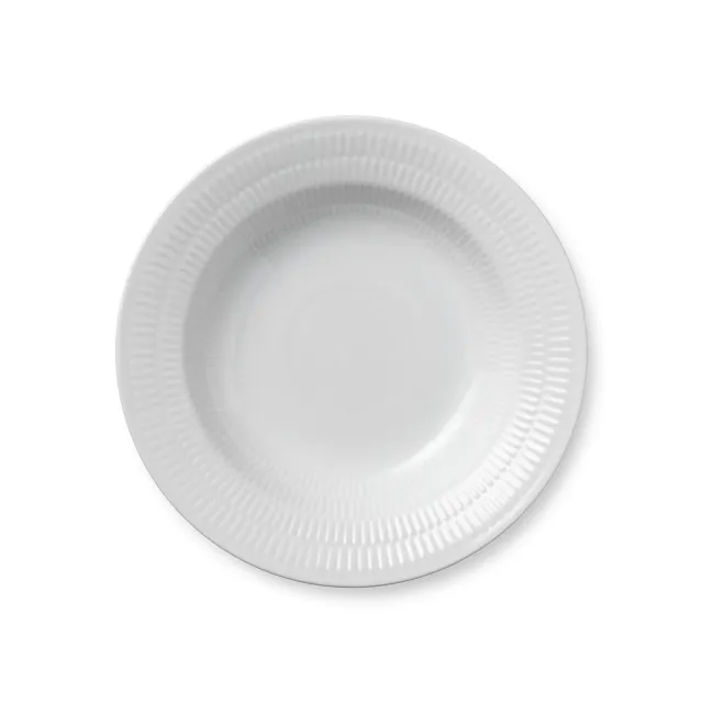 Kgl. Porcelæn Hvid Riflet dyb tallerken 21 cm hvid