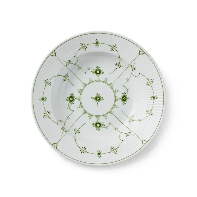 Kgl. Porcelæn Grøn Musselmalet dyb tallerken 23 cm grøn