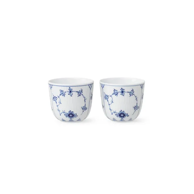 Kgl. Porcelæn Musselmalet Riflet fyrfadsstager 6 cm 2 stk porcelæn