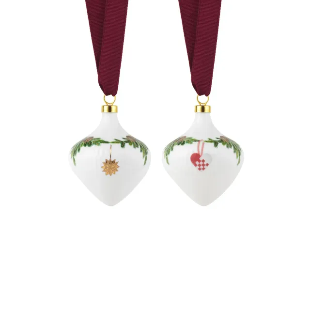 Royal Copenhagen Stjerne Riflet Jul julekugle 8,5 cm 2 stk