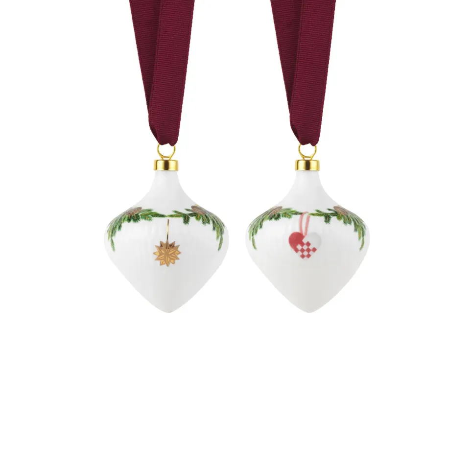 Royal Copenhagen Stjerne Riflet Jul julekugle 8,5 cm 2 stk