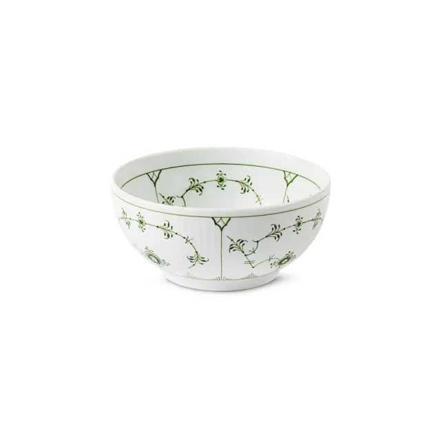 Royal Copenhagen Grøn Musselmalet Riflet skål 47 cl