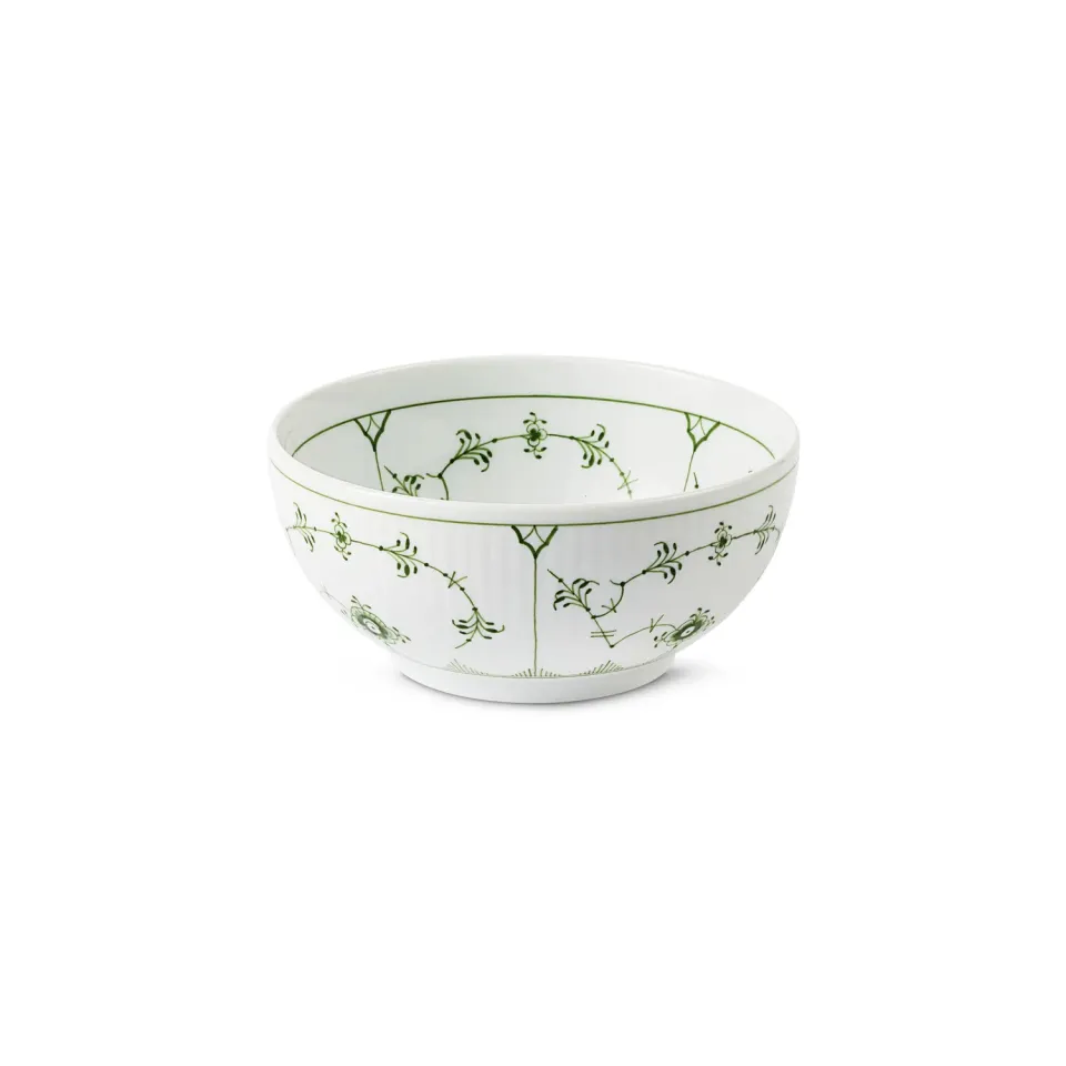 Royal Copenhagen Grøn Musselmalet Riflet skål 47 cl