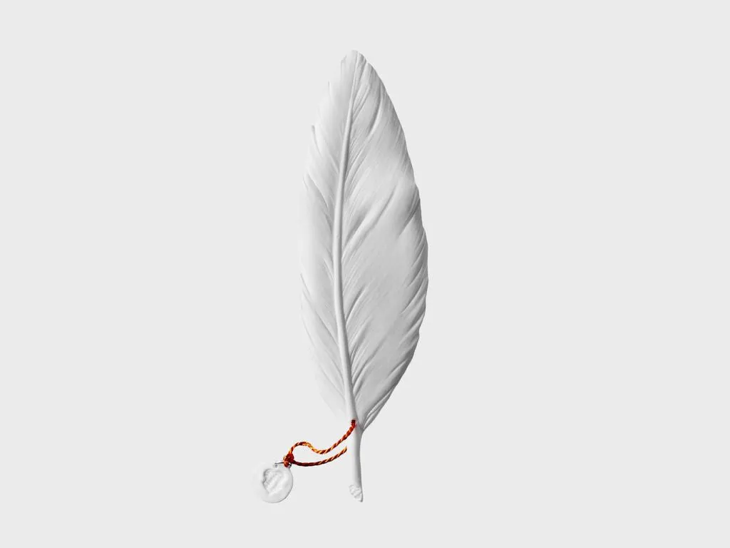 Nymphenburg Lucky Feathers fjer hvid porcelæn pynt