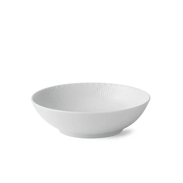 Kgl. Porcelæn Hvid Halvblonde skål 110 cl riflet
