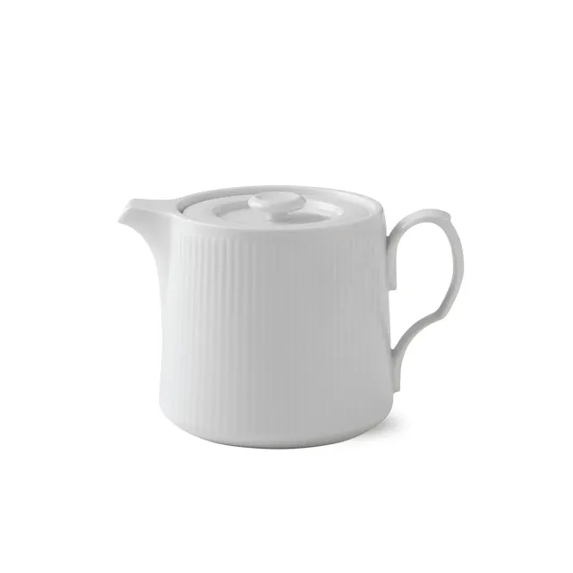 Kgl. Porcelæn Hvid Riflet tekande 75 cl hvid porcelæn