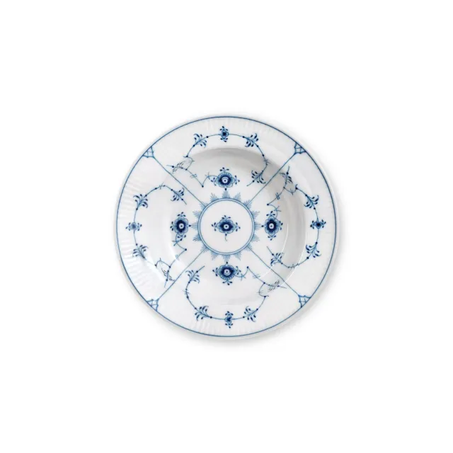 Kgl. Porcelæn Musselmalet Riflet dyb tallerken 17 cm