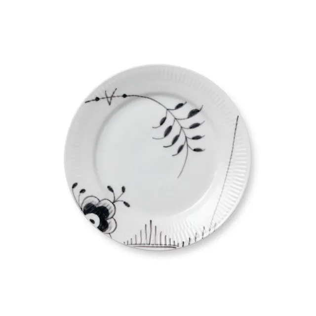 Kgl. Porcelæn Sort Mega Riflet tallerken 19 cm dek. 2