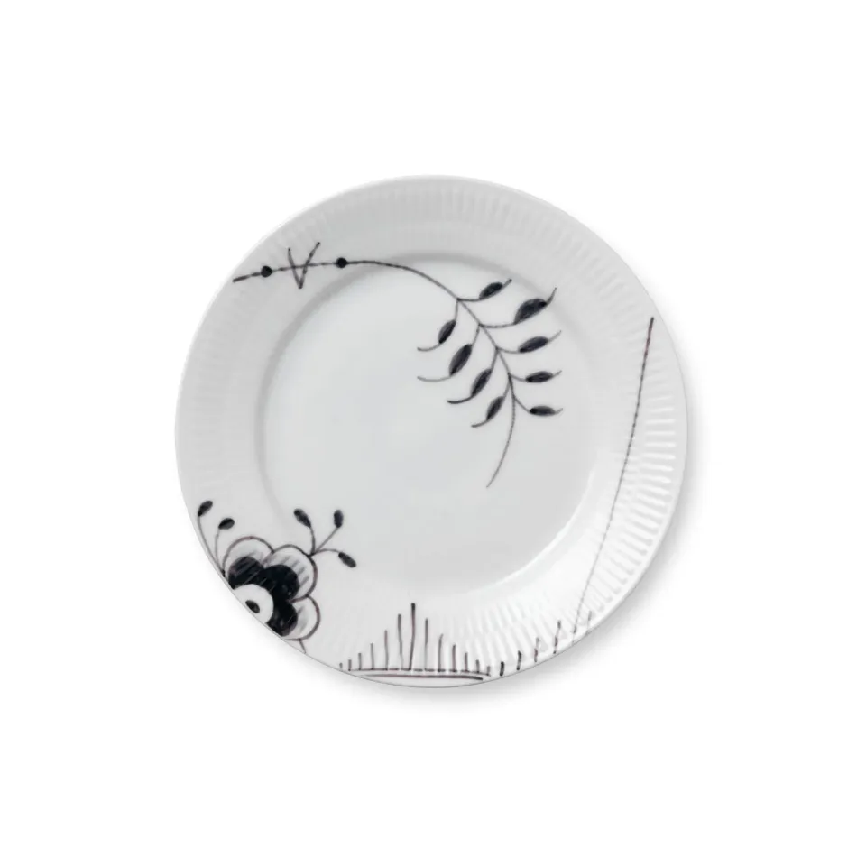 Kgl. Porcelæn Sort Mega Riflet tallerken 19 cm dek. 2