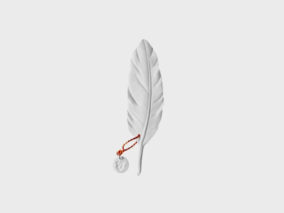 Nymphenburg Lucky Feathers fjer hvid biskuit