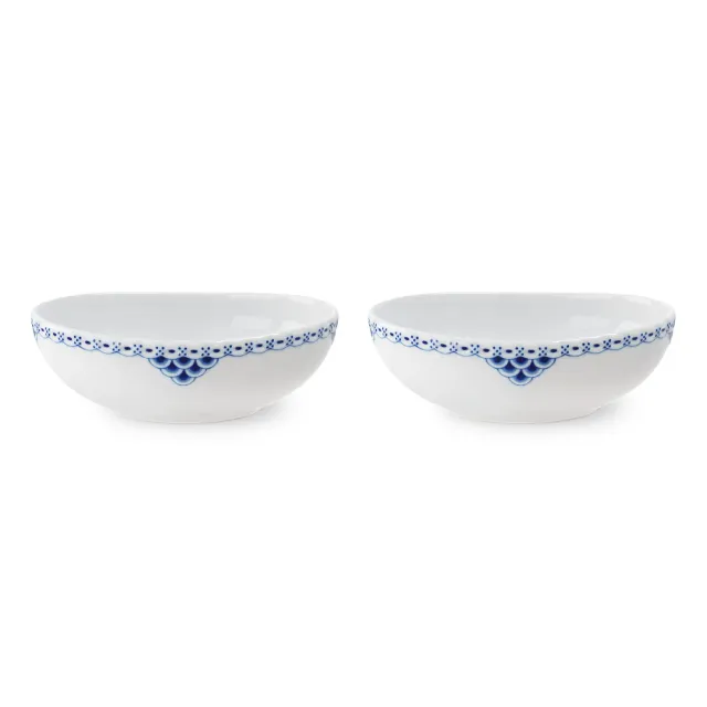 Royal Copenhagen Prinsesse oval skål 37 cl 2 stk hvid-blå