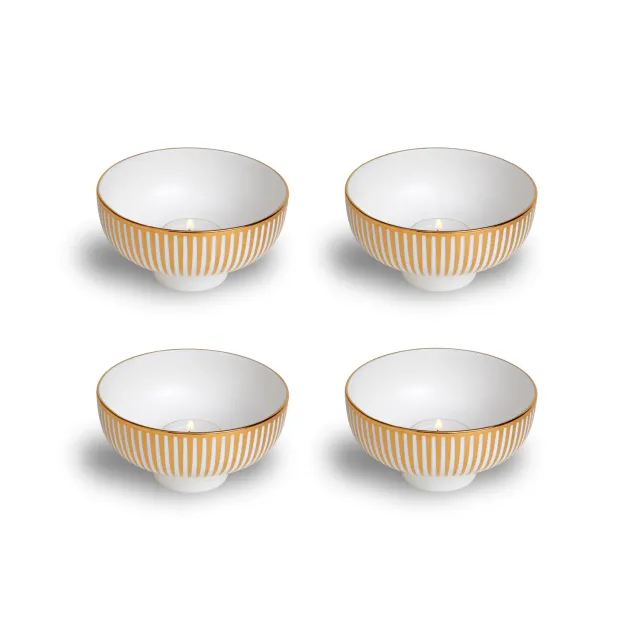 1882 Ltd Lustre Gold Stripe fyrfadsskåle 4 stk lustre