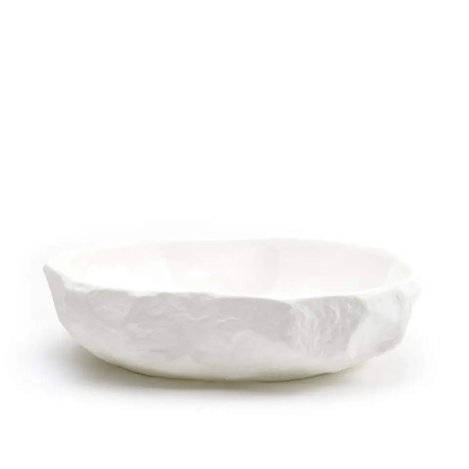 1882-Ltd Crockery White Large Flat Bowl skål hvid stor stentøj