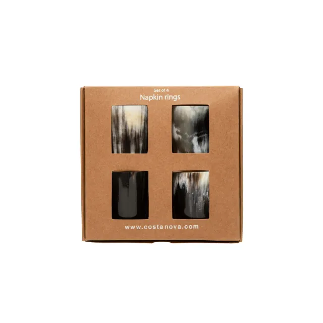 Costa Nova servietringe horn 4 stk Dark Grey ægte horn