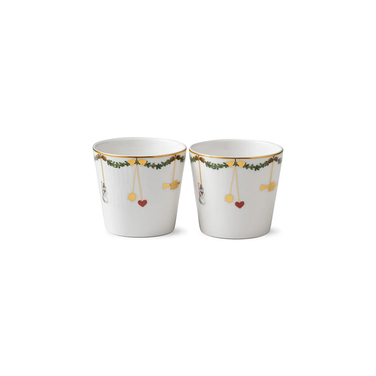Kgl. Porcelæn Stjerne Riflet Jul kop 30 cl 2 stk guld