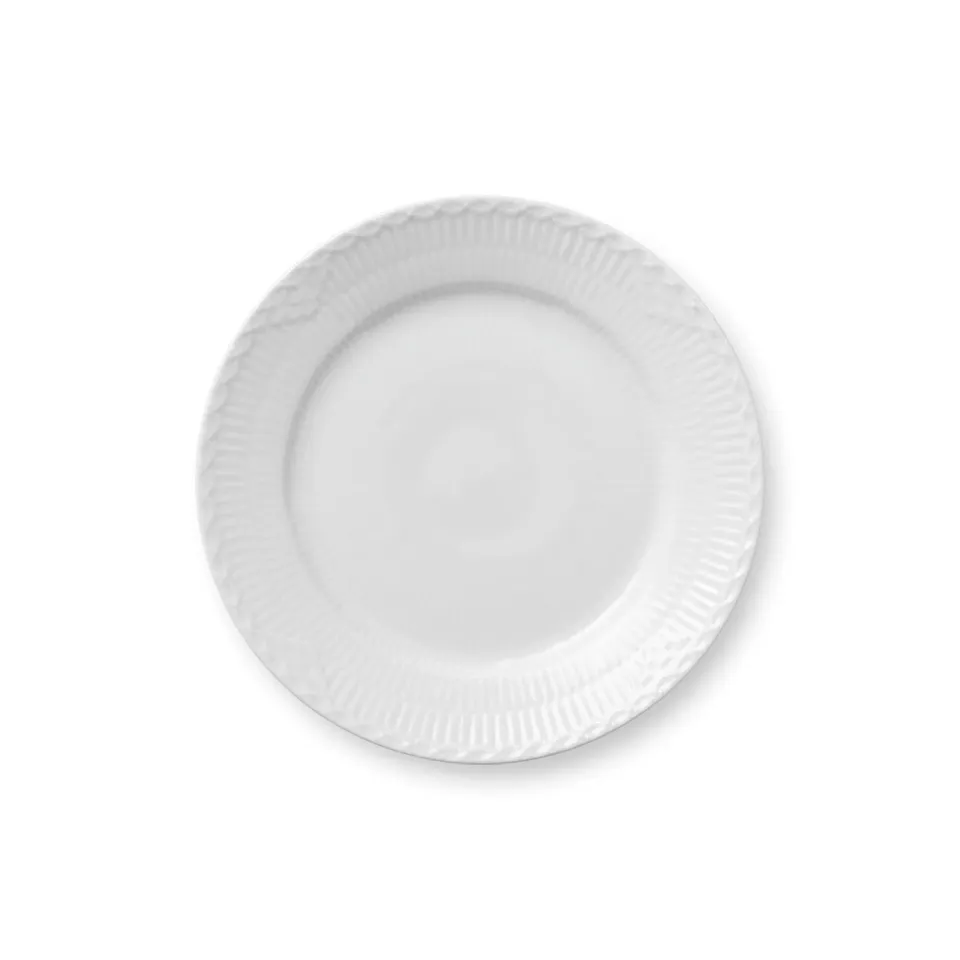 Kgl. Porcelæn Hvid Halvblonde tallerken 19 cm hvid