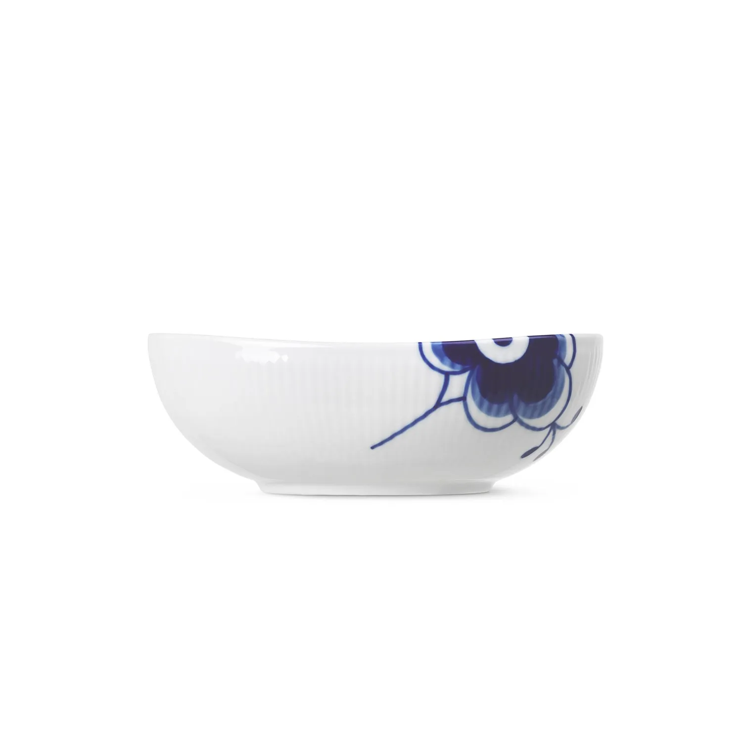 Kgl. Porcelæn Blå Mega Riflet oval skål 37 cl musselmalet