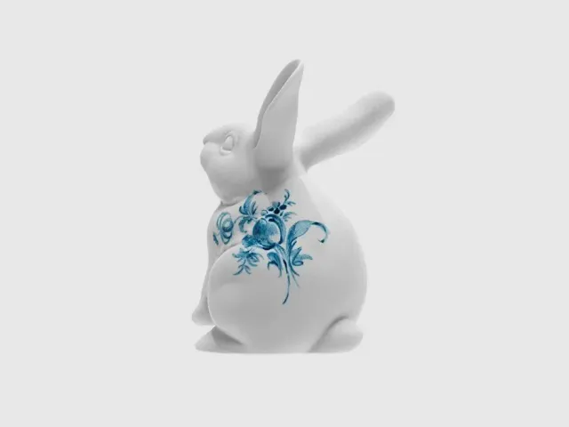 Nymphenburg Finn hare porcelænsfigur bemalet 7 cm