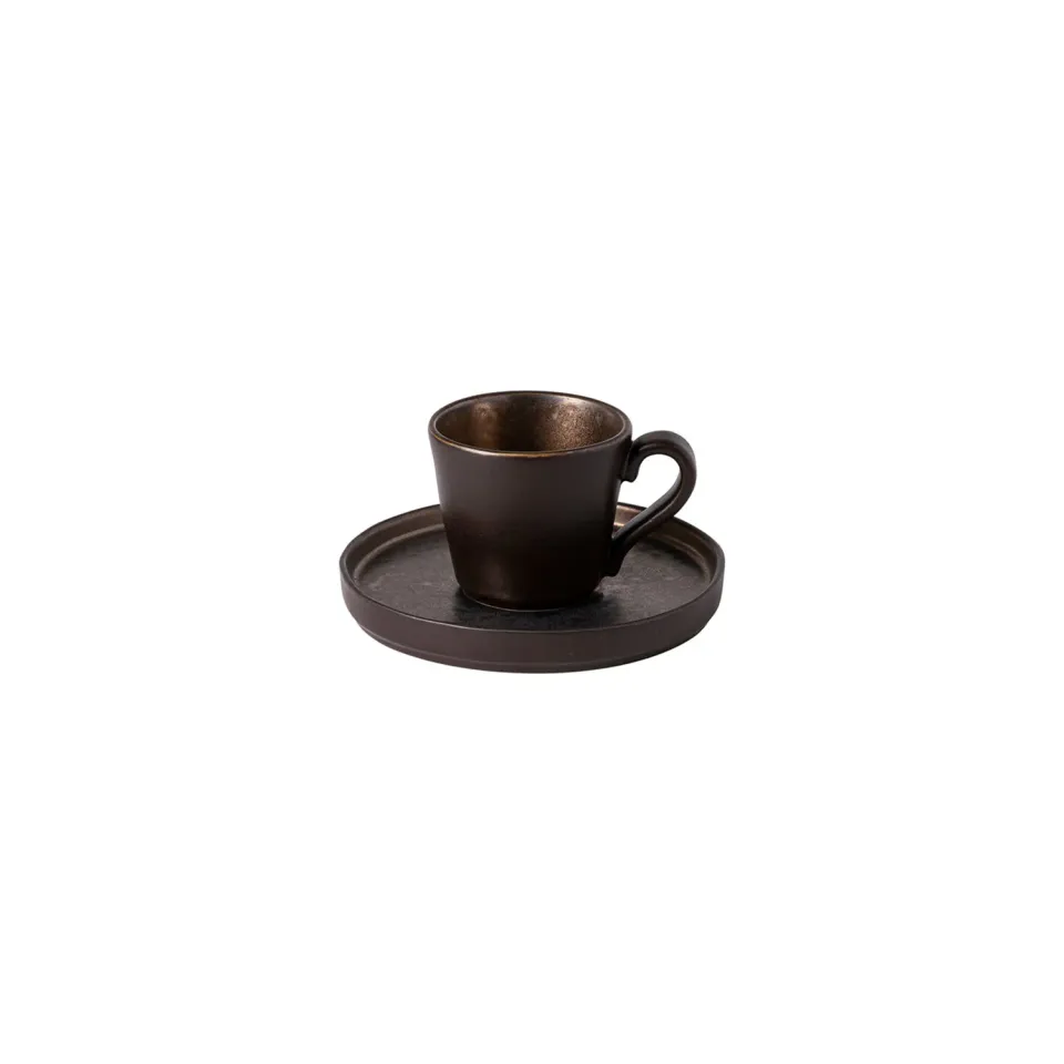Costa Nova Lagoa kaffekop med underkop Metal Brown