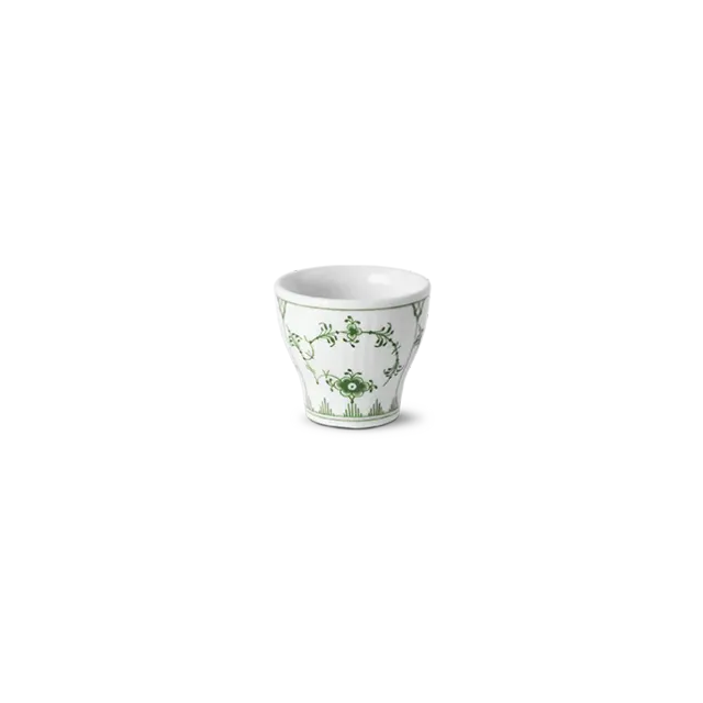Kgl. Porcelæn Grøn Musselmalet Riflet æggebæger 4,8 cm