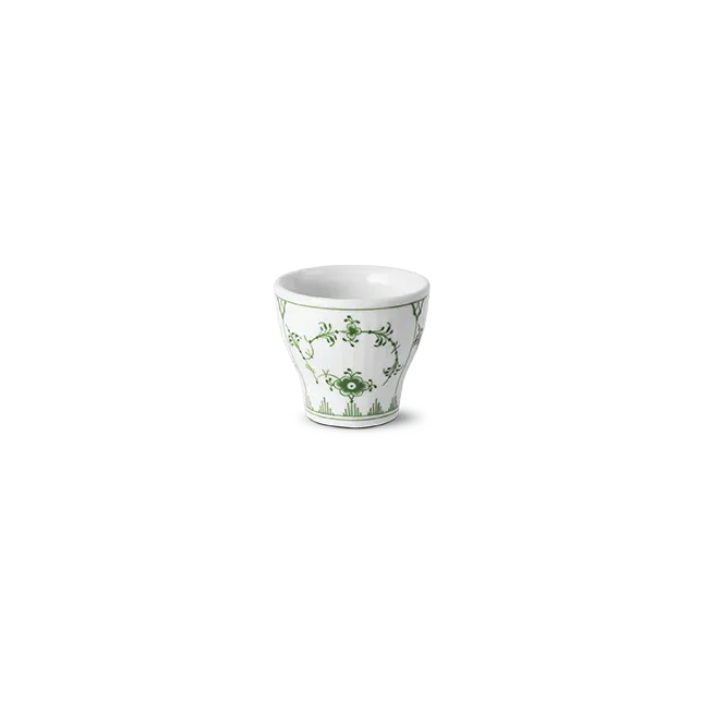 Kgl. Porcelæn Grøn Musselmalet Riflet æggebæger 4,8 cm