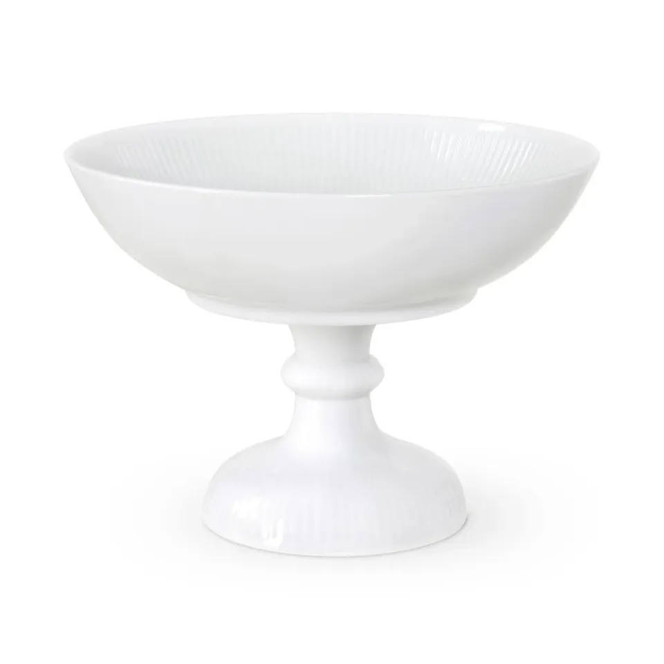 Royal Copenhagen Hvid Riflet skål på fod 80 cl 15 cm